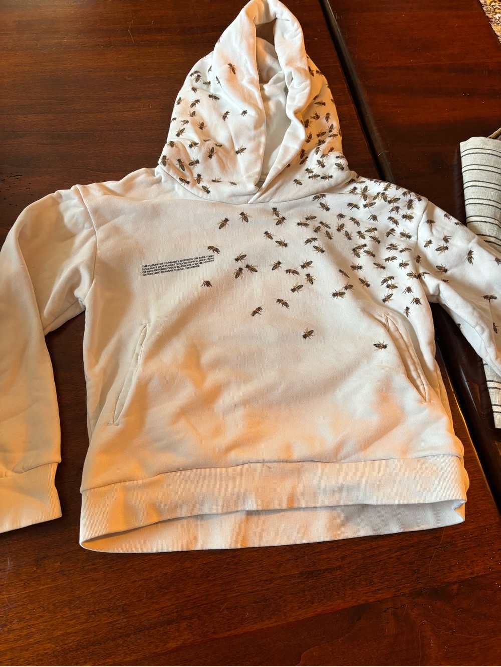 Pangaia White Hoodie with Bee Print